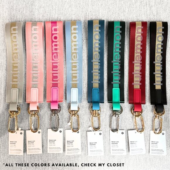 NEW Lululemon Never lost Keychain Wordmark Warp Teal Gold Blue - Picture 4 of 9